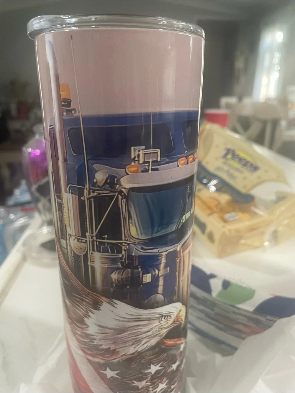 Patriotic Eagle & Semi Truck Travel Tumbler - Home Accents